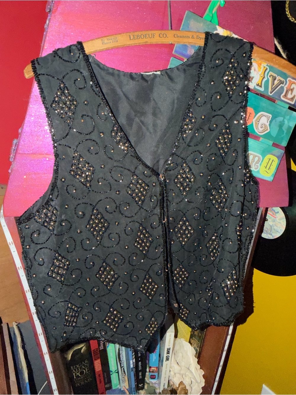 Beaded Black Evening Vest